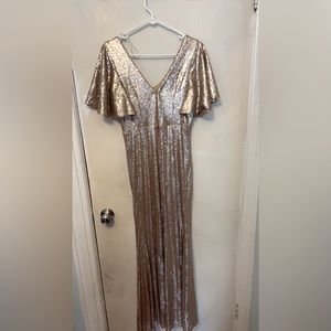 Lulus rose gold sequin maxi bridesmaids dress